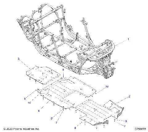 CHASSIS, MAIN FRAME AND SKID PLATES - Z25R4P2KAE/BE (C750076)