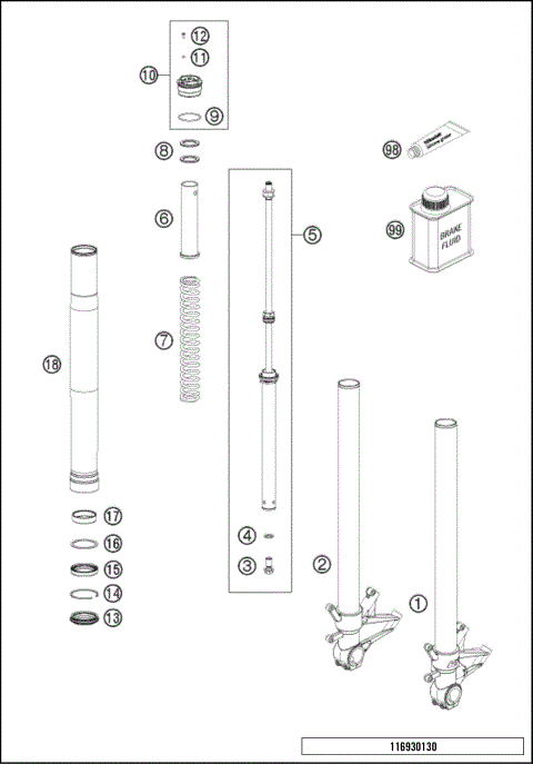 FRONT FORK DISASSEMBLED