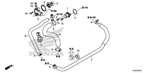 WATER HOSE@THERMOSTAT