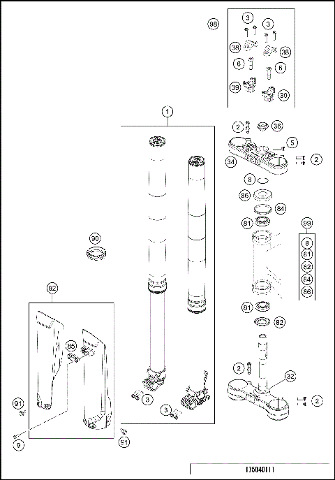 FRONT FORK, TRIPLE CLAMP