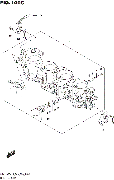 THROTTLE BODY (GSX1300RAL9 E33)