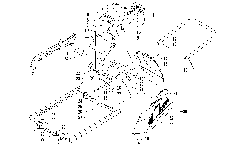 REAR BUMPER, RACK RAIL, SNOWFLAP, AND TAILLIGHT ASSEMBLY [99327]
