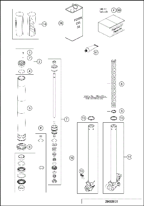 FRONT FORK DISASSEMBLED