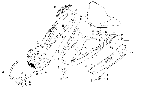 HOOD, WINDSHIELD, AND FRONT BUMPER ASSEMBLY [99203]