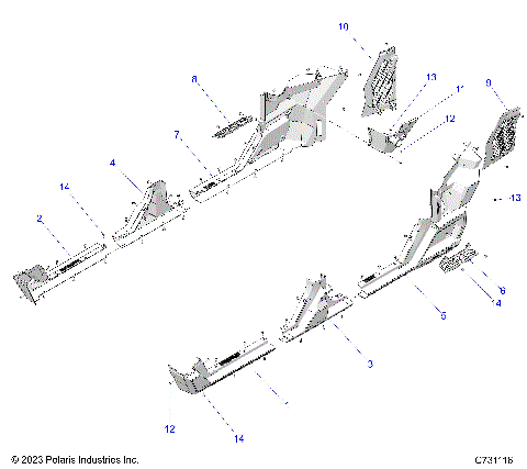 BODY, REAR FENDERS AND ROCKERS - R25X6W1RB9/BD/BM (C731116)