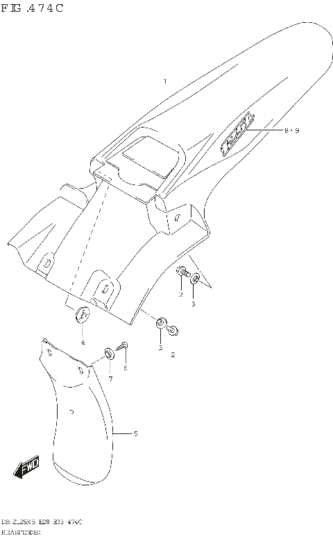 REAR FENDER (DR-Z125L:E28)