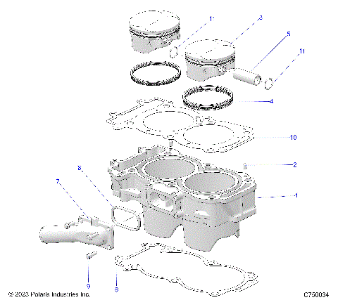 ENGINE, CYLINDER AND PISTON - G25GAB99 (C750034)