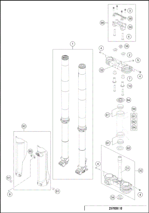 FRONT FORK, TRIPLE CLAMP