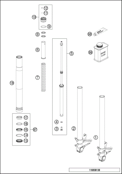 FRONT FORK DISASSEMBLED