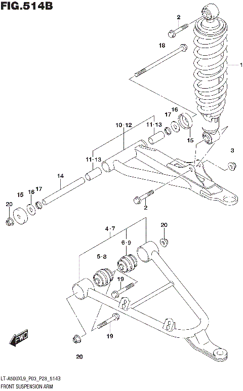 FRONT SUSPENSION ARM (LT-A500XL9 P28)