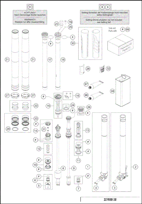 FRONT FORK DISASSEMBLED
