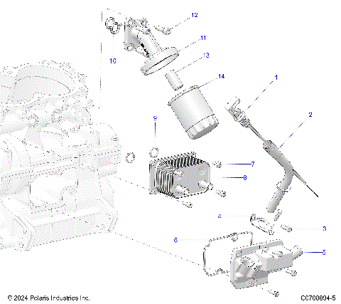 ENGINE, DIPSTICK AND OIL FILTER