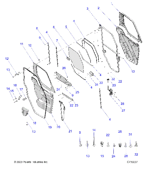 BODY, DOOR, FRONT, CRANK - R25RSU99A9/AL/AS/AP/B9/BL/BS/BP (C733227)
