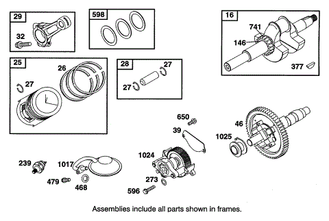 CRANSKSHAFT, PISTON, AND OIL PUMP ASSEMBLY