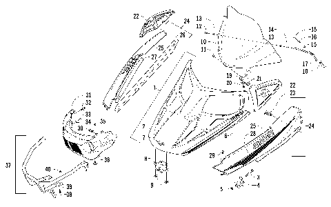 HOOD, WINDSHIELD, AND FRONT BUMPER ASSEMBLY [97285]