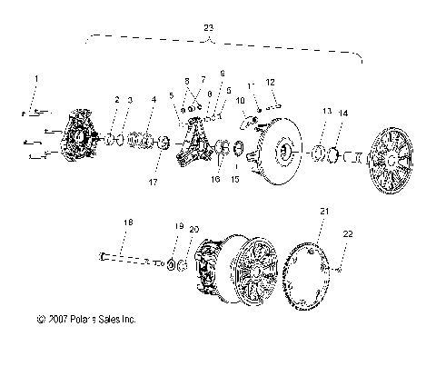 DRIVE TRAIN, PRIMARY CLUTCH - S08PT6HS/HE (49SNOWDRIVECLUTCH08600TRG)