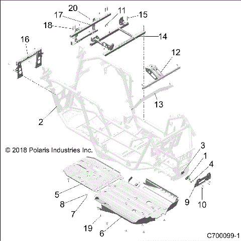 CHASSIS, MAIN FRAME AND SKID PLATES - Z19VGE99AK/AW/BK/BW (C700099-1)