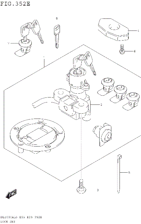 LOCK SET (FOR PANNIR CASE) (DL1000AL5 E33)