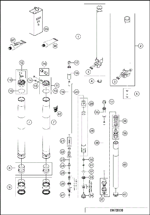 FRONT FORK DISASSEMBLED