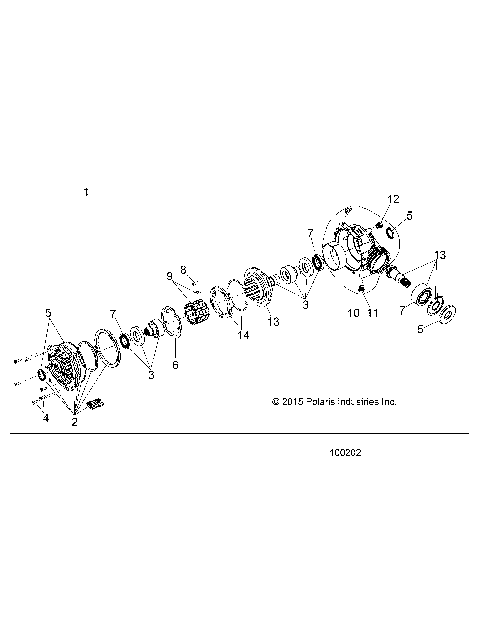 DRIVE TRAIN, FRONT GEARCASE INTERNALS (TO 7/1/16) - A16DAE87AL (100202)