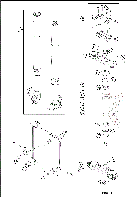 FRONT FORK, TRIPLE CLAMP