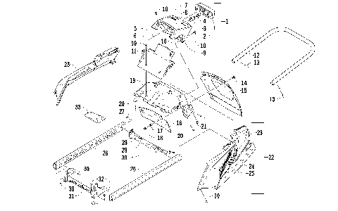 REAR BUMPER, RACK RAIL, SNOWFLAP, AND TAILLIGHT ASSEMBLY [94640]