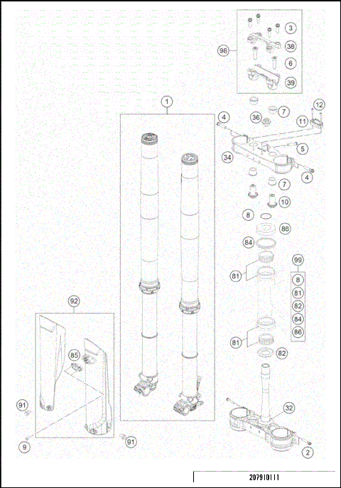 FRONT FORK, TRIPLE CLAMP