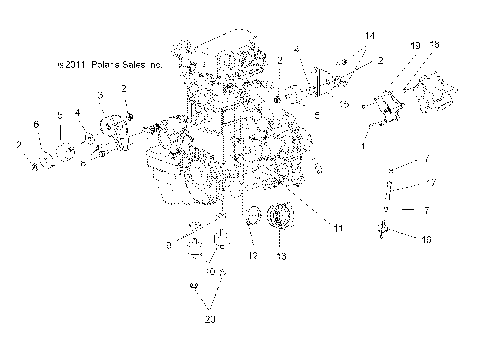 ENGINE, MOUNTING & LONG BLOCK - A15S6A76FA (49ATVENGINEMTG136X6)