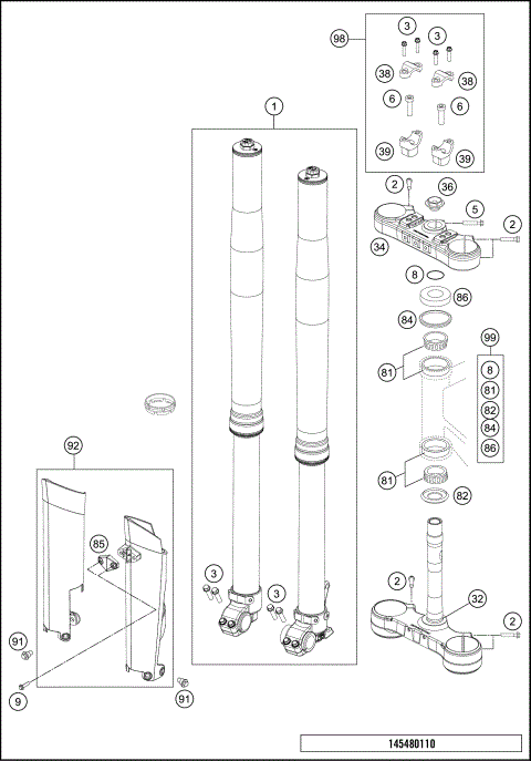 FRONT FORK, TRIPLE CLAMP