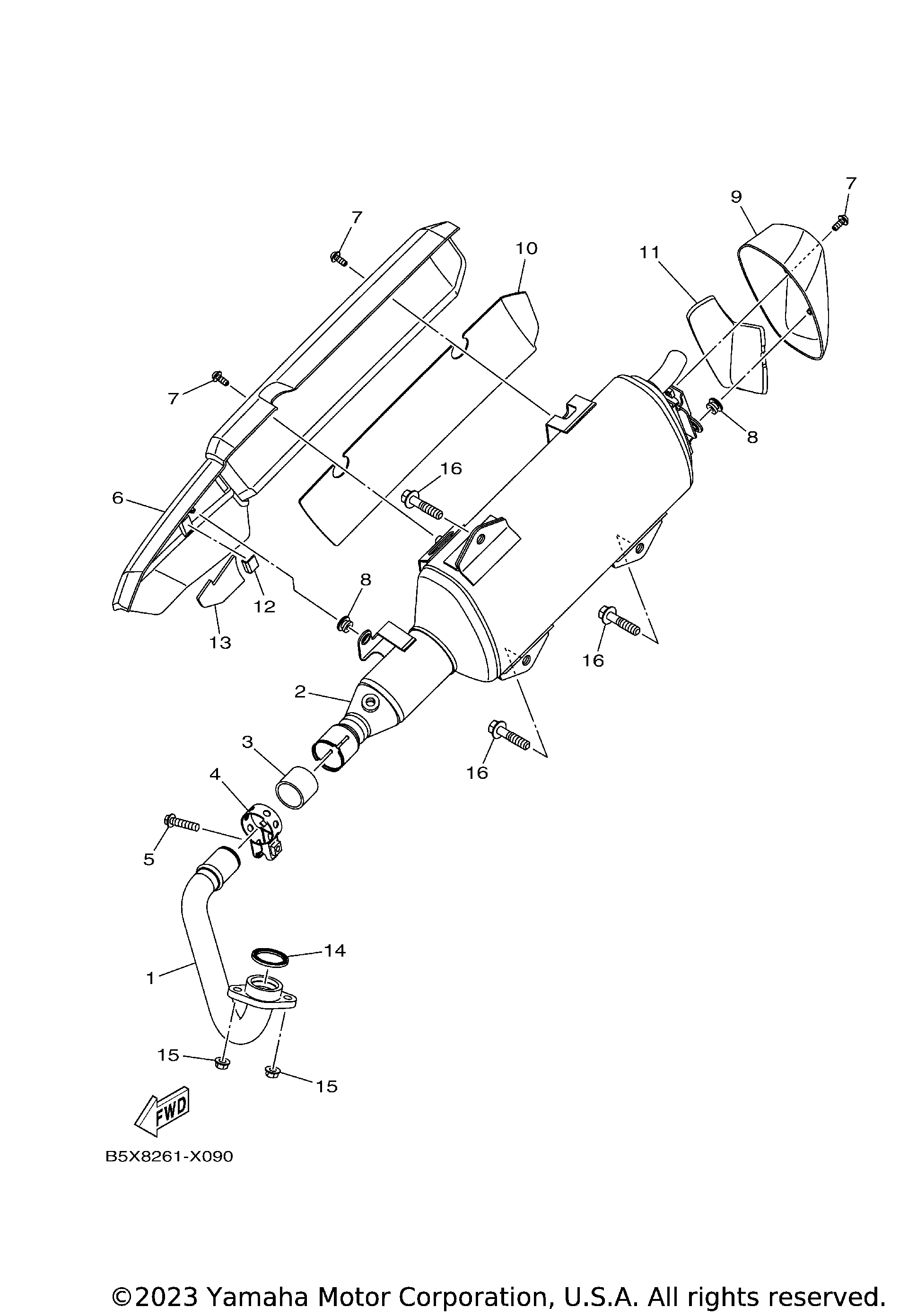 2022 Yamaha XMAX (CZD300NGY) EXHAUST Scooters Parts Finder