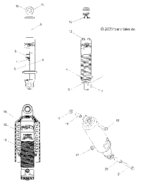 SUSPENSION, SHOCK, FRONT TRACK (7043244) - S10PR8ESA/ESL (49SNOWSHOCKFRONT7043244SB)