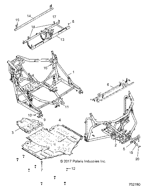 CHASSIS, MAIN FRAME AND SKID PLATES - R19RGE99F2/FF/SC2/SFF/PCF/PFF (702180)