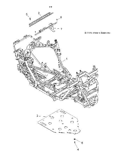 CHASSIS, MAIN FRAME AND SKID PLATE - A15DAH32EJ (49ATVSKIDPLATE15325)