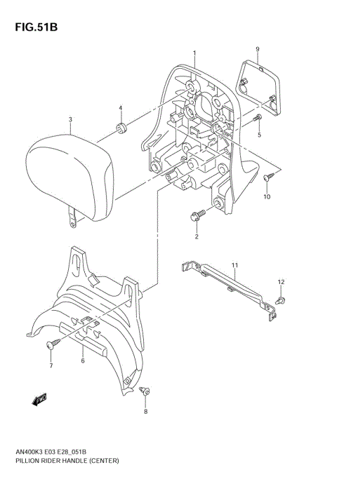 PILLION RIDER HANDLE (CENTER)(MODEL K5/K6)