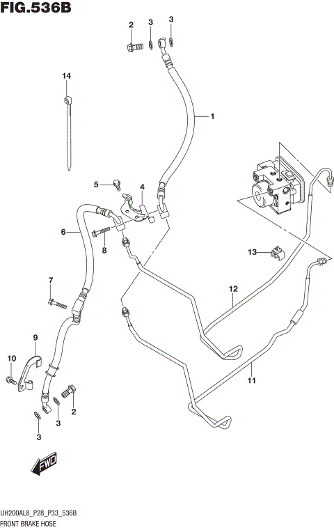 FRONT BRAKE HOSE (UH200AL8 P33)