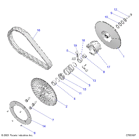 DRIVE TRAIN, SECONDARY CLUTCH - Z25NEE99C4/F4/G4 (C703107)