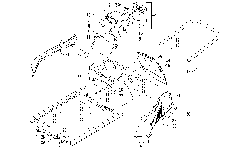 REAR BUMPER, RACK RAIL, SNOWFLAP, AND TAILLIGHT ASSEMBLY [97784]