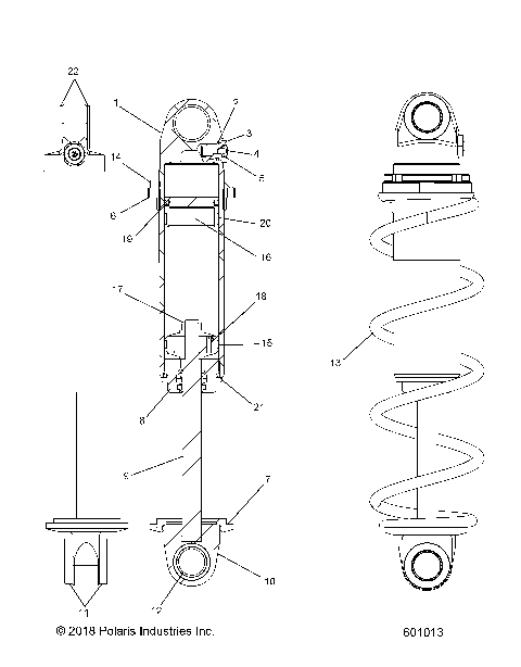 SUSPENSION, SHOCK, FRONT TRACK (BLACK COIL OVER) - 7045030 (601013)