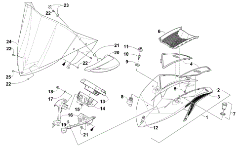 WINDSHIELD AND INSTRUMENTS ASSEMBLIES
