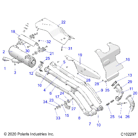 ENGINE, EXHAUST - A21SEE57F1/F57C1/F1/S57C1/C2/C5/C9/CK/E1/E2/E5/E9/EK/F1/E1/F2/FK (C102297)