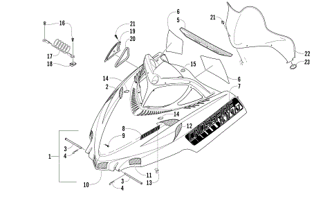 HOOD AND WINDSHIELD ASSEMBLY