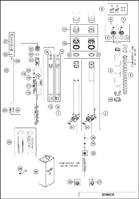 FRONT FORK DISASSEMBLED