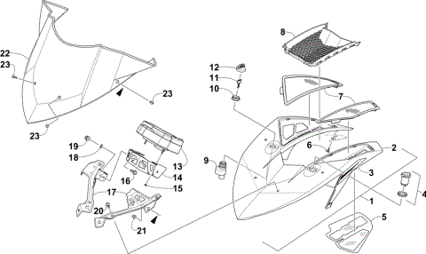 WINDSHIELD AND INSTRUMENTS ASSEMBLIES