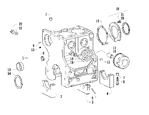 CRANKCASE, CRANKSHAFT SUPPORT, AND OIL FILTER ASSEMBLIES [96004]