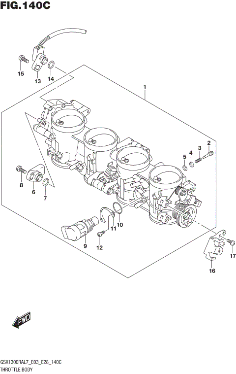 THROTTLE BODY (GSX1300RAL7 E33)