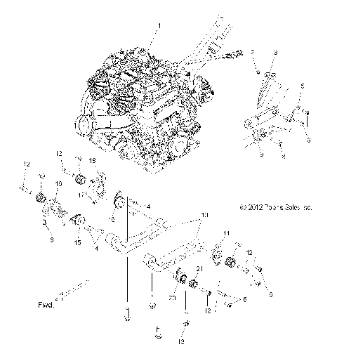 ENGINE, MOUNTING & SHORT BLOCK - S15CP8 ALL OPTIONS (49SNOWENGINEMOUNT13800LE)