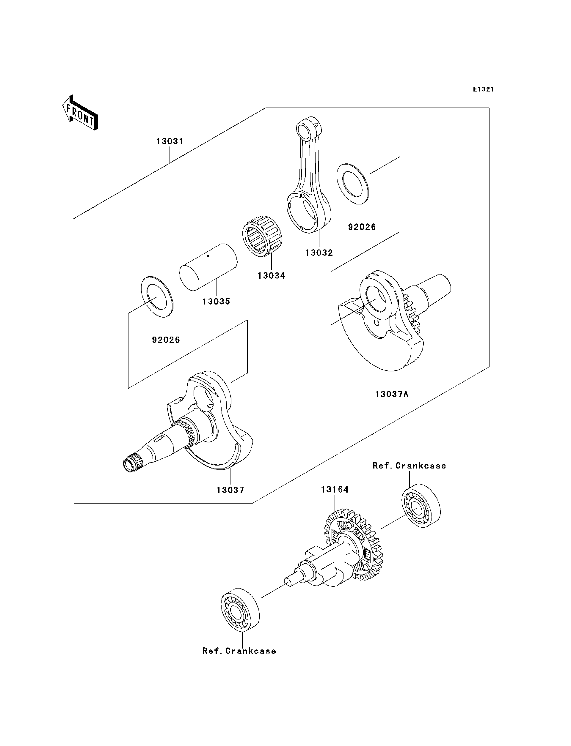 2011 Kawasaki PRAIRIE 360 4x4 Realtree APG HD Crankshaft