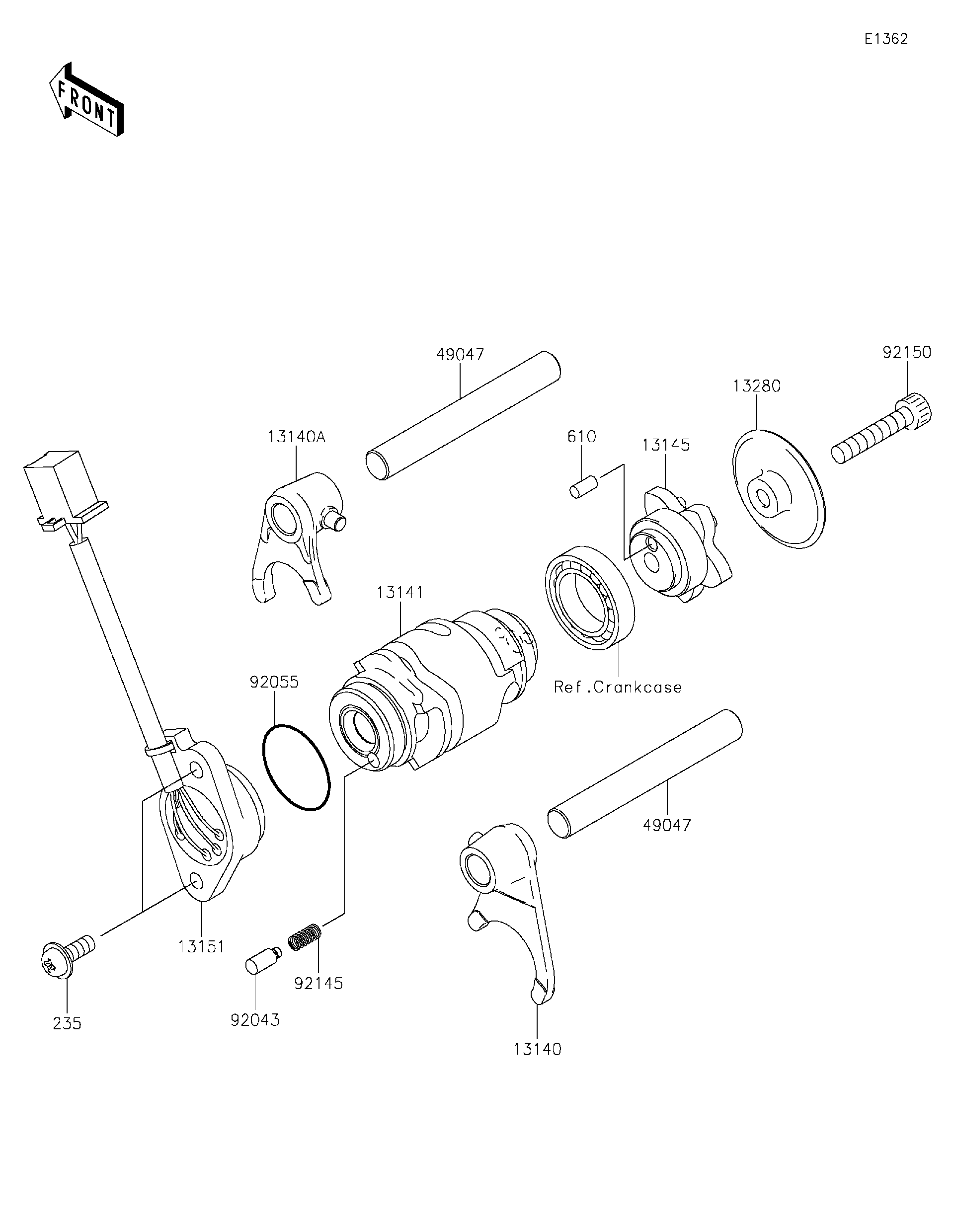 オーダー番号20250418 Kawasaki Motorcycle 2023 OEM Parts Diagram for Gear Change