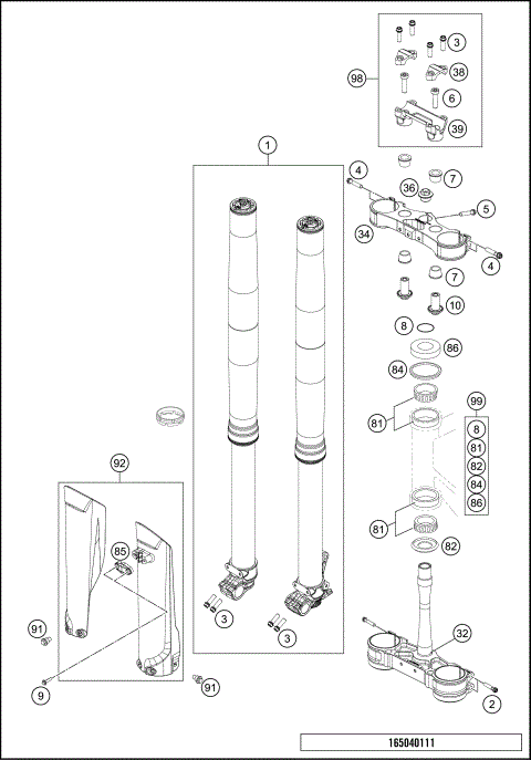 FRONT FORK, TRIPLE CLAMP