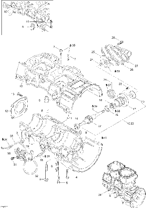 01- Crankcase, Water Pump And Oil Pump